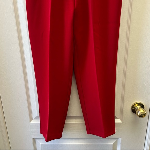 Topshop High Waisted Ayla Red Trouser Pants Ankle Cropped Size 4 - Picture 6 of 14